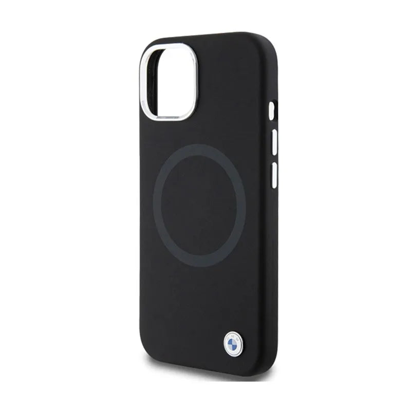 BMW Signature Liquid Silicone MagSafe - dėklas, skirtas iPhone 15 Plus (juodas)