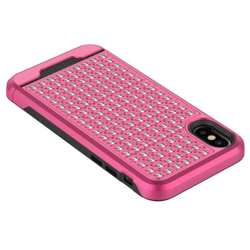 Zizo Star Diamond hibridinis dėklas, skirtas iPhone X (rožinė/juoda)