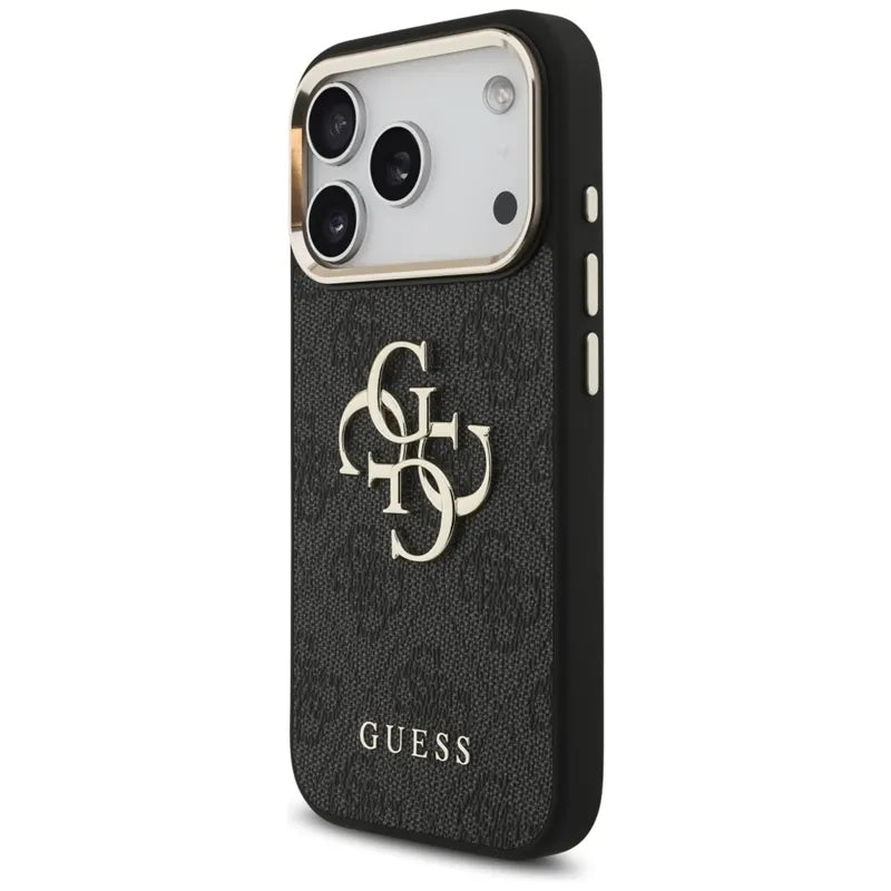 Guess 4G Big 4G Classic Logo – dėklas iPhone 17 Pro (juodas / auksinis)