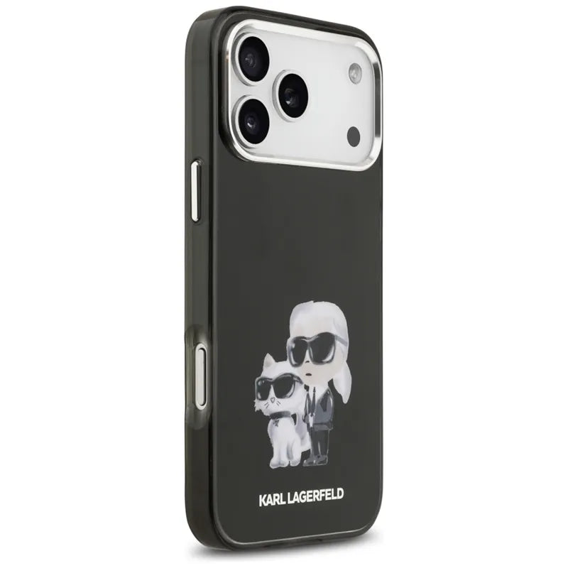 Karl Lagerfeld IML Aquarelle Karl & Choupette & Logo MagSafe – dėklas iPhone 17 Pro Max (juodas)