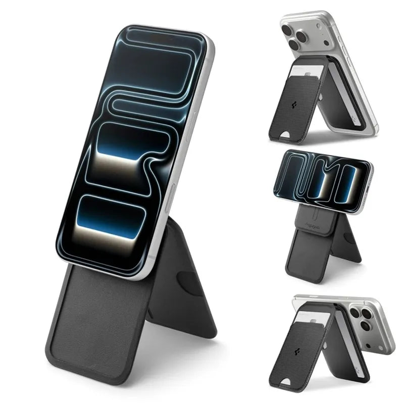 Spigen S314-2 Slim Fold Tripod MagSafe – magnetinė piniginė su stovo funkcija (juoda)