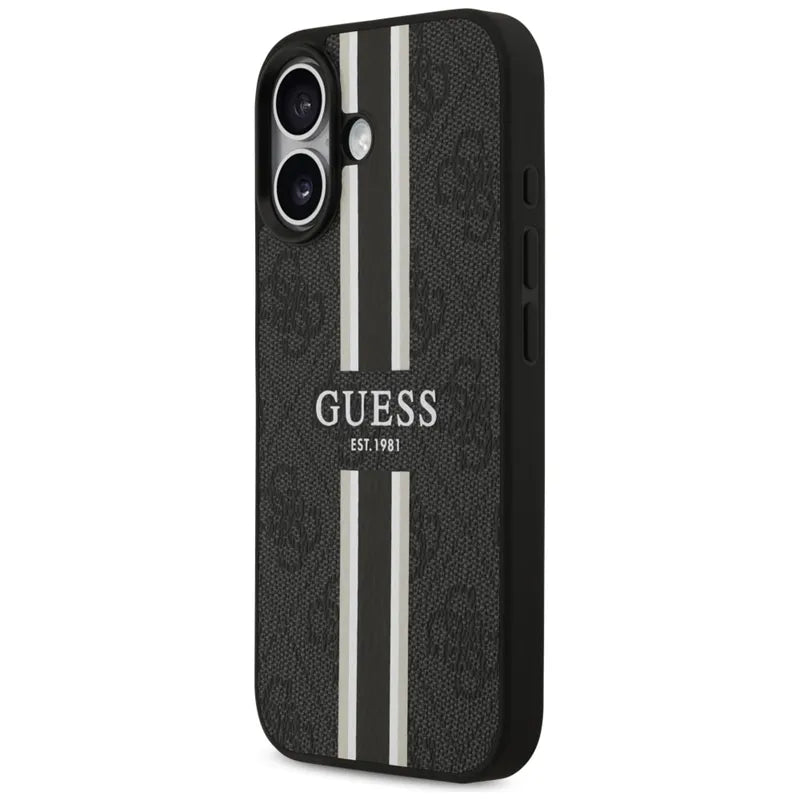 Guess 4G Printed Stripes MagSafe - Dėklas iPhone 17 (juodas)