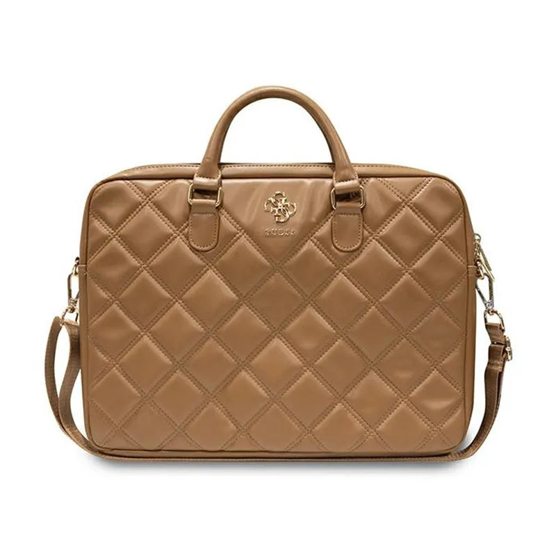 Guess Quilted 4G nešiojamojo kompiuterio krepšys - 15" / 16" (rudos spalvos)