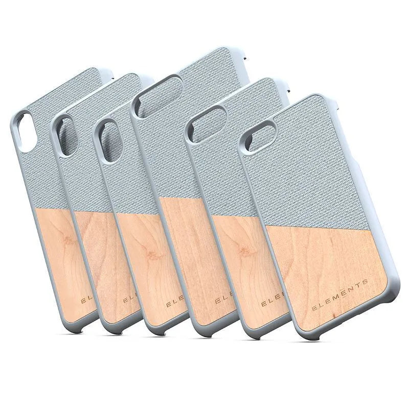 Nordic Elements Original Hel – dėklas iPhone Xs Max su tikro klevo medienos elementais (šviesiai pilkas)