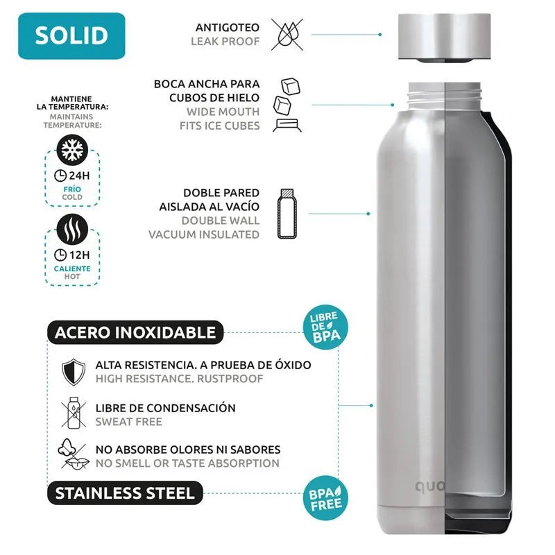 Quokka Solid – nerūdijančio plieno termo gertuvė 630 ml (juoda)