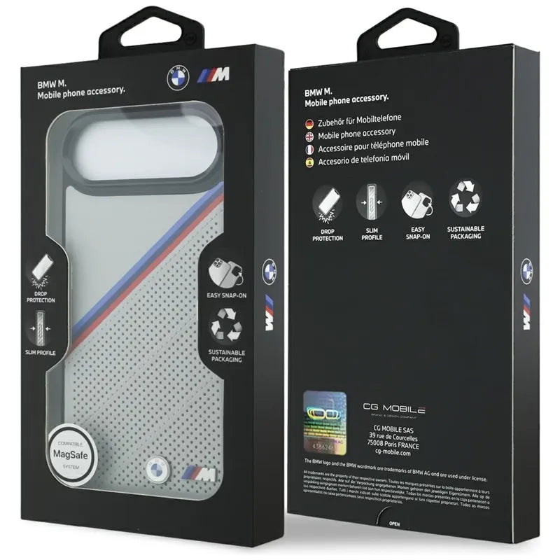 BMW M Tricolor Metal Logo MagSafe - iPhone Air dėklas (pilkas)