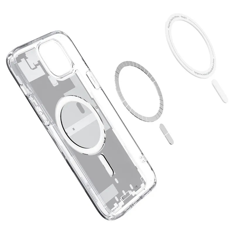 Spigen Ultra Hybrid MagSafe – dėklas „iPhone 15 Plus“ telefonui (Zero One White)