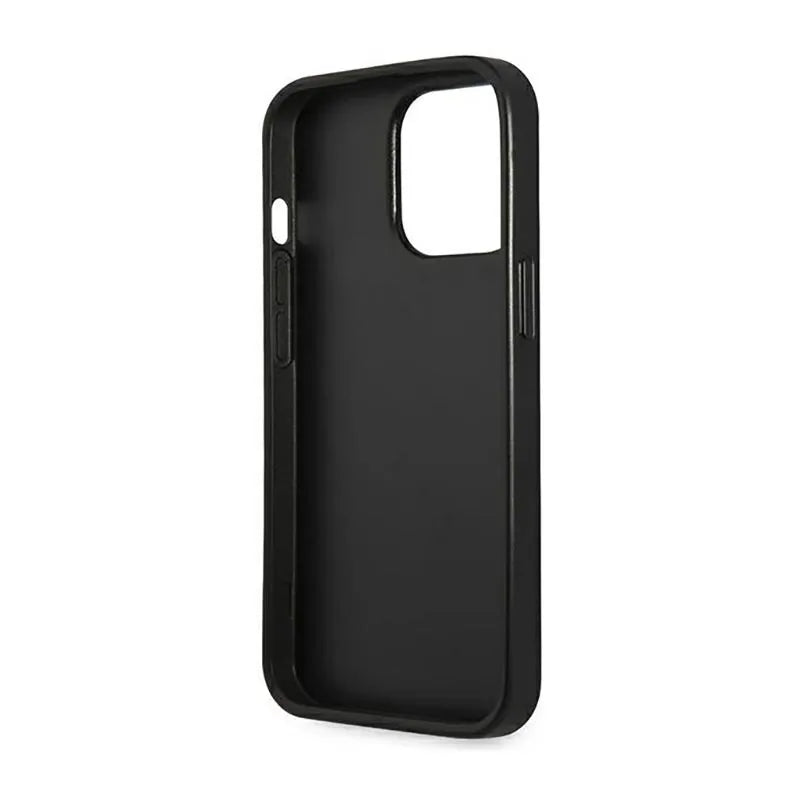 „Guess Saffiano Triangle Logo“ dėklas – dėklas „iPhone 14 Pro“ telefonui (sidabrinis)