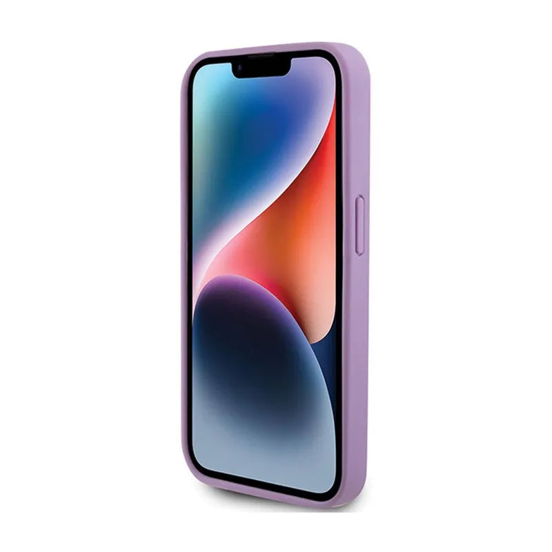 Guess Leather 4G Stamped – dėklas iPhone 15 Pro Max (violetinis)