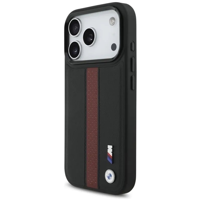 BMW M Perforated Stripe Logo MagSafe – iPhone 17 Pro dėklas (raudonas)