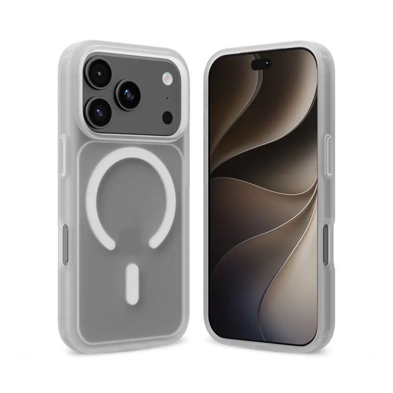 Crong Hybrid Matte Magnetic – MagSafe dėklas, skirtas iPhone 18 Pro Max / 17 Pro Max (baltas)
