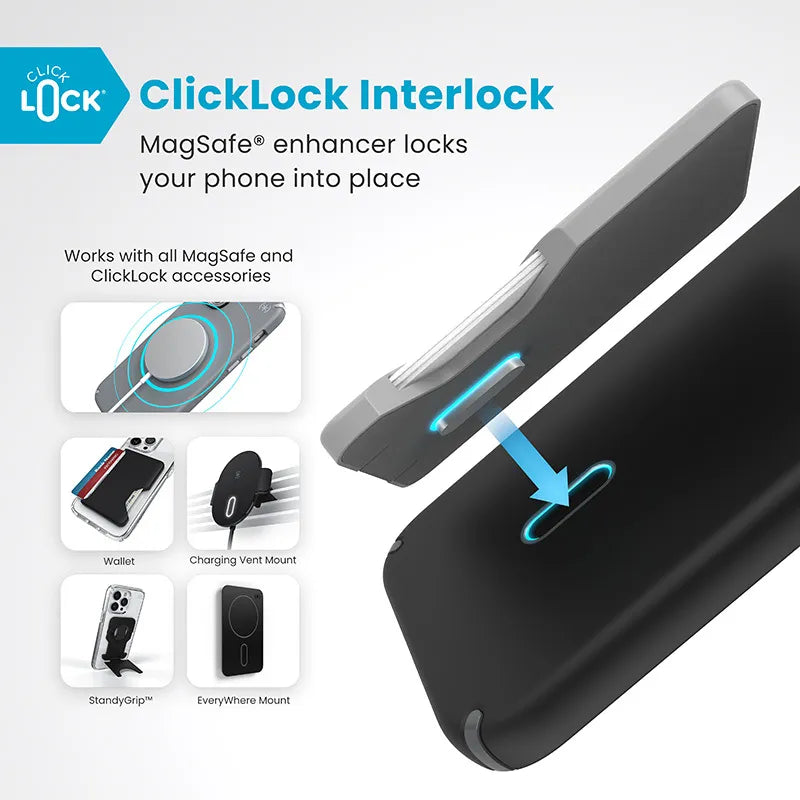 Speck Presidio2 Pro ClickLock & MagSafe - iPhone 16 Plus dėklas (juodas / pilkas / baltas)