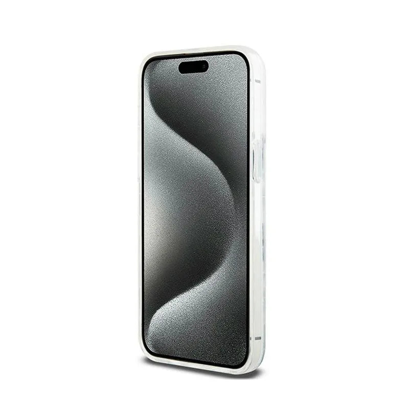 DKNY Liquid Glitter Multilogo – dėklas iPhone 15 Pro Max (baltas)