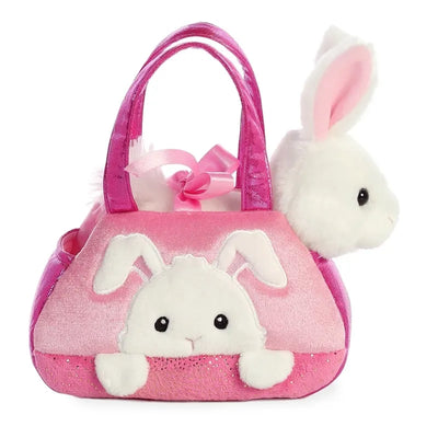Fancy Pals – PeekaBoo zuikučio pliušinis žaislas rožinėje rankinėje, 20 cm, ekologiškas