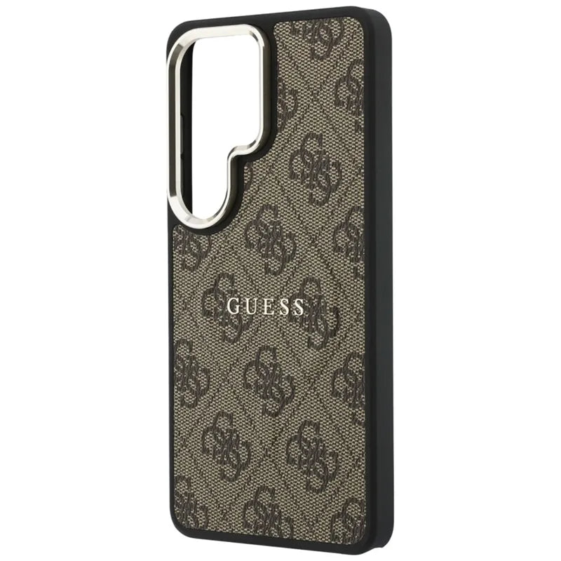 Guess 4G Embossed Ring MagSafe – Samsung Galaxy S26 Ultra dėklas (rudos spalvos)