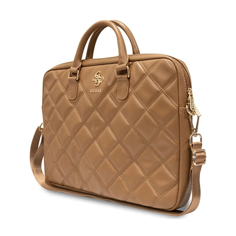 Guess Quilted 4G nešiojamojo kompiuterio krepšys - 15" / 16" (rudos spalvos)