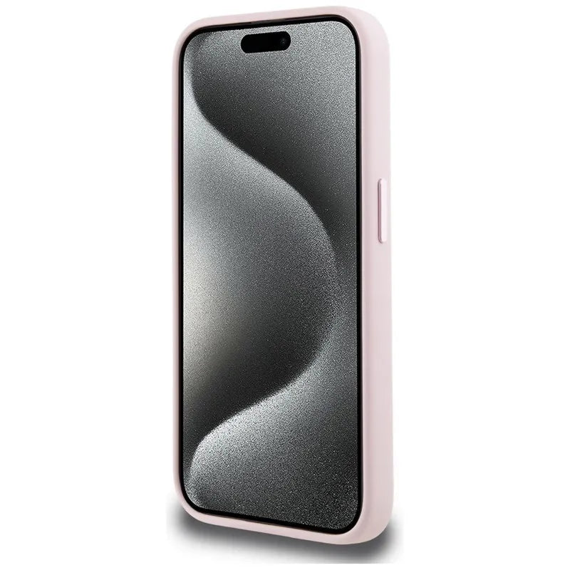 Karl Lagerfeld Silicone Shadow Metal Initial MagSafe – dėklas iPhone 15 Pro (rožinis)