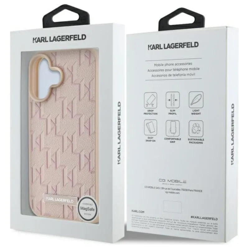 Karl Lagerfeld Hot Stamp MagSafe - Dėklas iPhone 16 (rožinis)