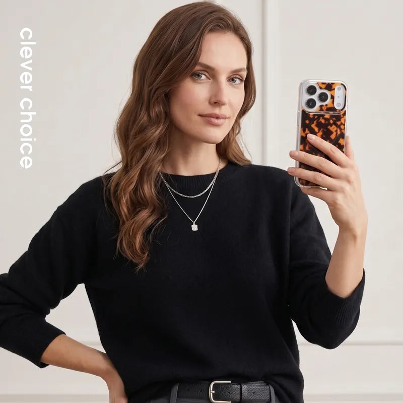Crong Deluxe MAG Cover – iPhone 17 Pro MagSafe dėklas (Tortoise)