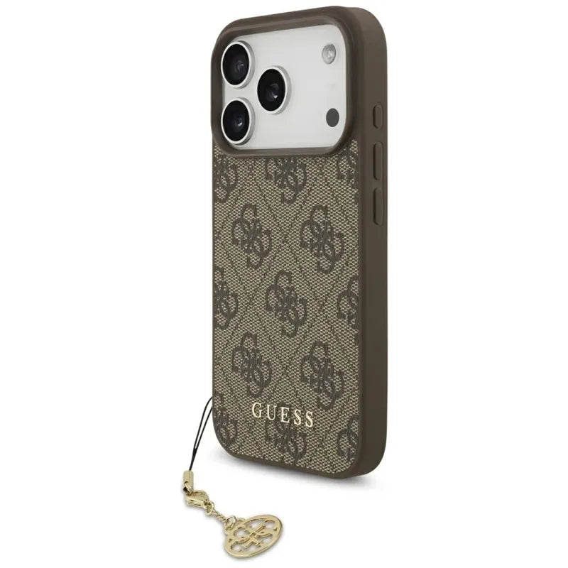 Guess 4G Charms Collection MagSafe – iPhone 17 Pro dėklas (rudas)