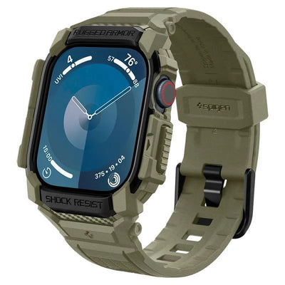Spigen Rugged Armor Pro - Dirželis su dėklu Apple Watch 10 46 mm (Vintage Khaki)
