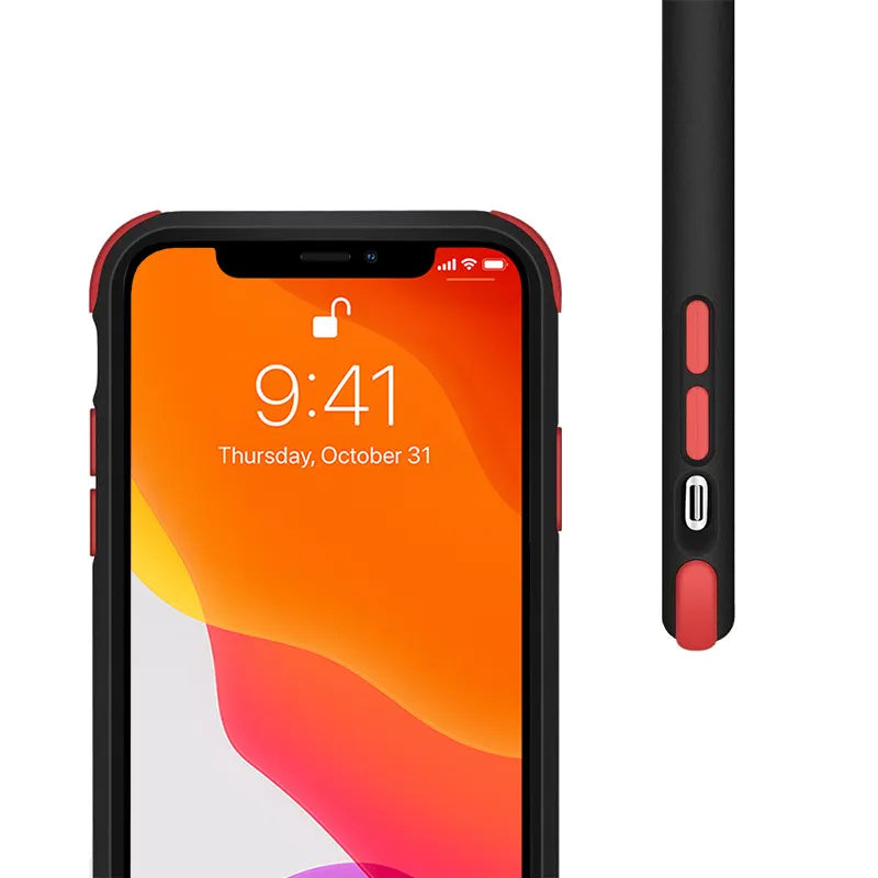 Crong Trace Clear Cover – dėklas „iPhone 11 Pro“ (juodas/raudonas)