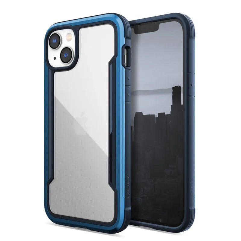X-Doria Raptic Shield – aliuminis dėklas, skirtas iPhone 14 Plus (atsparus kritimui iš 3 m aukščio) (jūros mėlyna spalva)