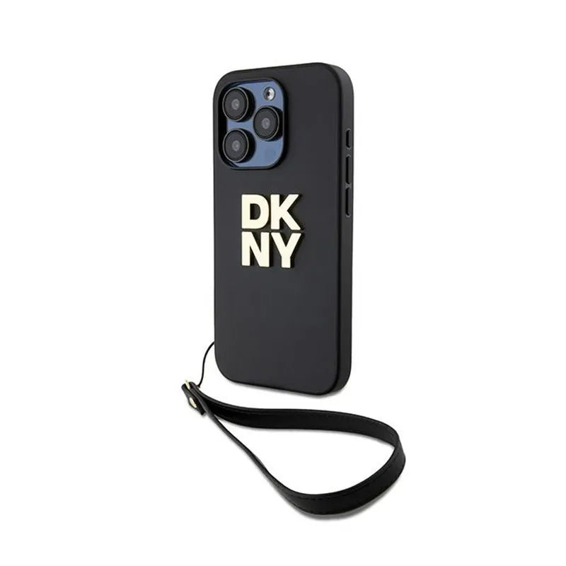 DKNY Wrist Strap Stock Logo – dėklas iPhone 15 Pro telefonui (juodas)