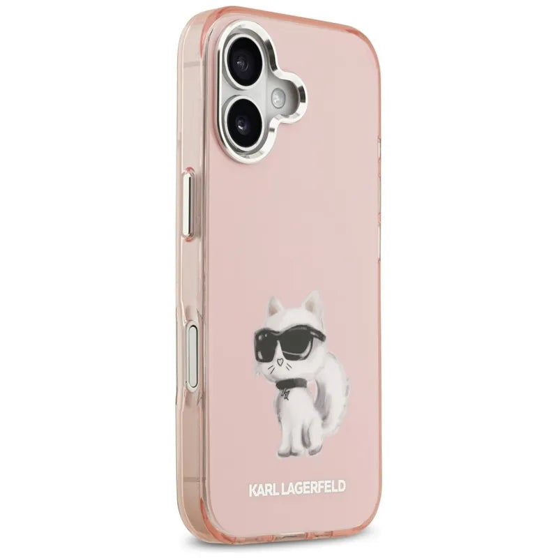 Karl Lagerfeld IML Aquarelle Choupette & Logo MagSafe - Dėklas iPhone 17 (rožinis)
