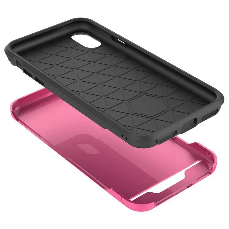 Zizo Star Diamond hibridinis dėklas, skirtas iPhone X (rožinė/juoda)