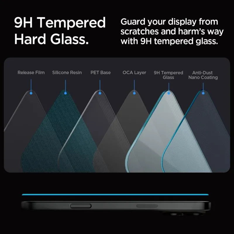 SPIGEN GLAS.TR "EZ FIT" GRŪDINTAS STIKLAS, 2 VNT. PAKUOTĖJE, IPHONE 16 PRO / 17 / 17 PRO, SKAIDRUS