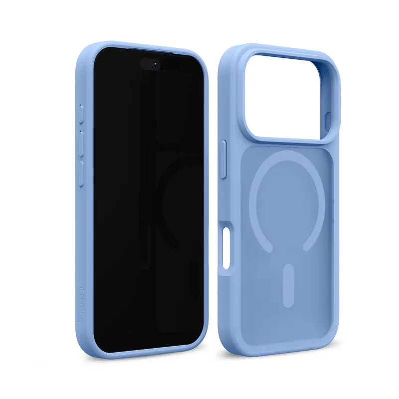 Crong Hybrid Matte Magnetic – MagSafe dėklas, skirtas iPhone 18 Pro / 17 Pro (mėlynas)