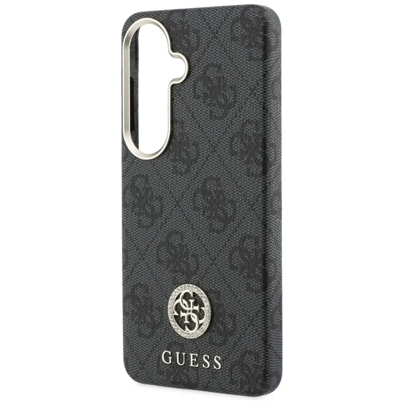 Guess 4G Rhinestone Round Logo MagSafe – Samsung Galaxy S26 dėklas (juodas)