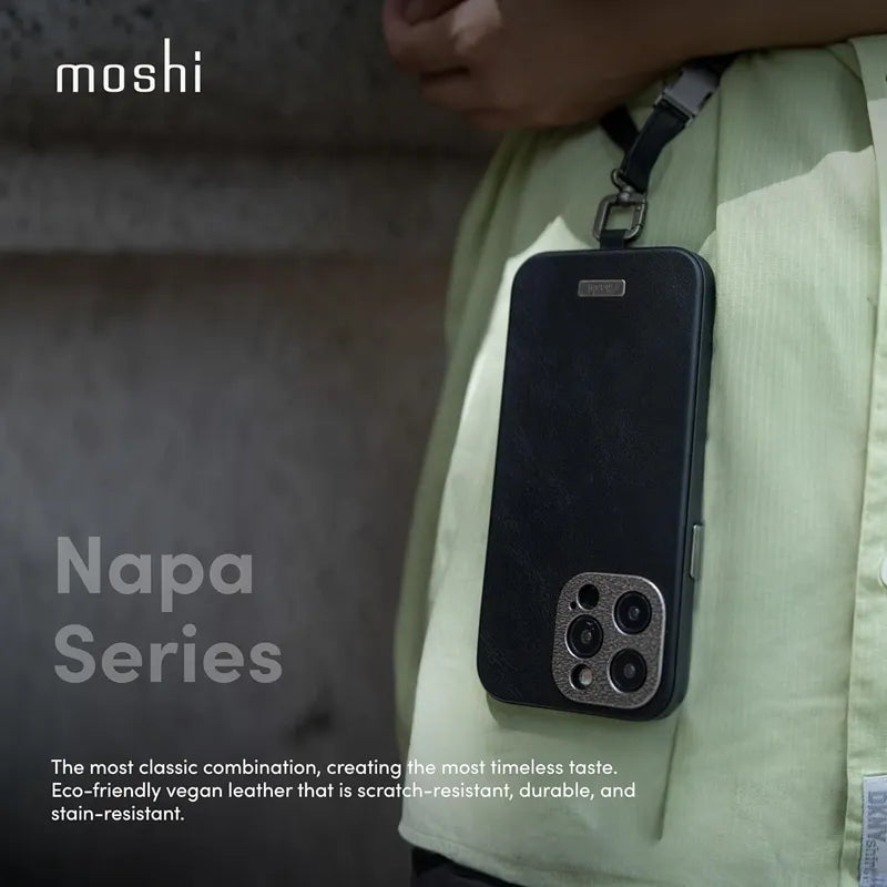 Moshi Napa MagSafe – odinis dėklas iPhone 15 Pro (Eggnog White)