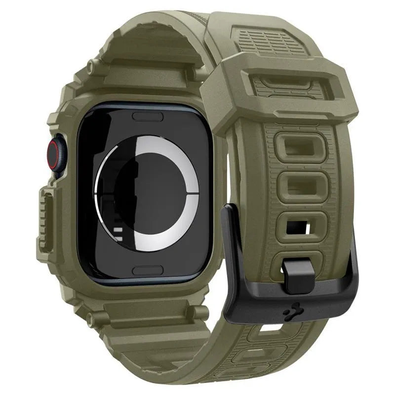 Spigen Rugged Armor Pro - Dirželis su dėklu Apple Watch 10 46 mm (Vintage Khaki)