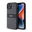 DKNY Leather Mono Stripe & Metal Logo – dėklas iPhone 14 / 15 / 13 (juodas)