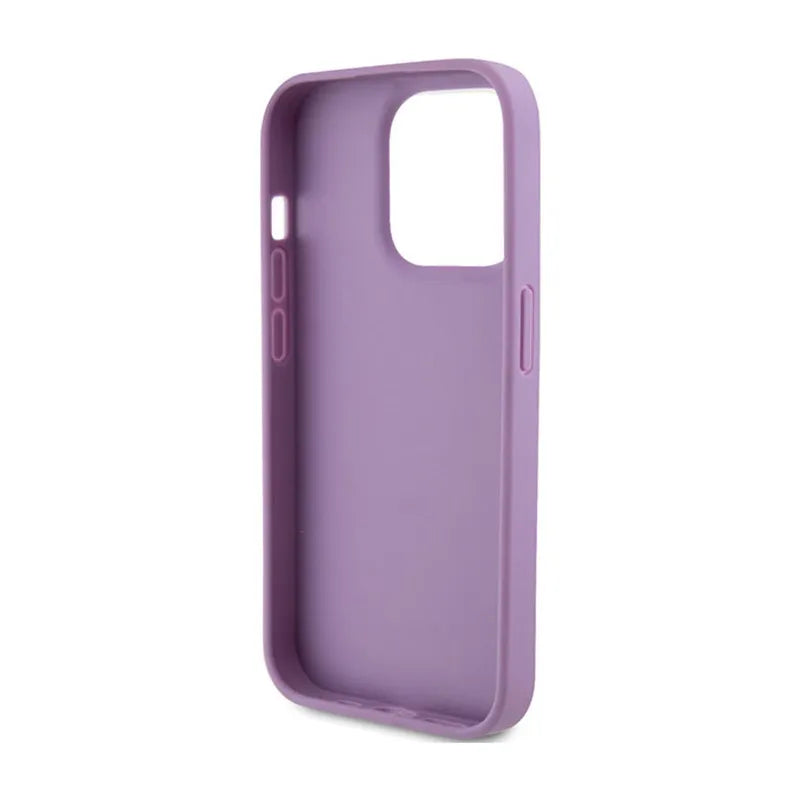 Guess Leather 4G Stamped – dėklas iPhone 15 Pro Max (violetinis)