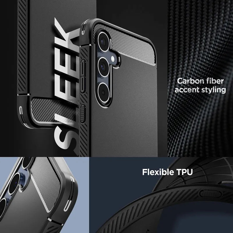 Spigen Rugged Armor – dėklas, skirtas Samsung Galaxy A55 5G (matinė juoda)