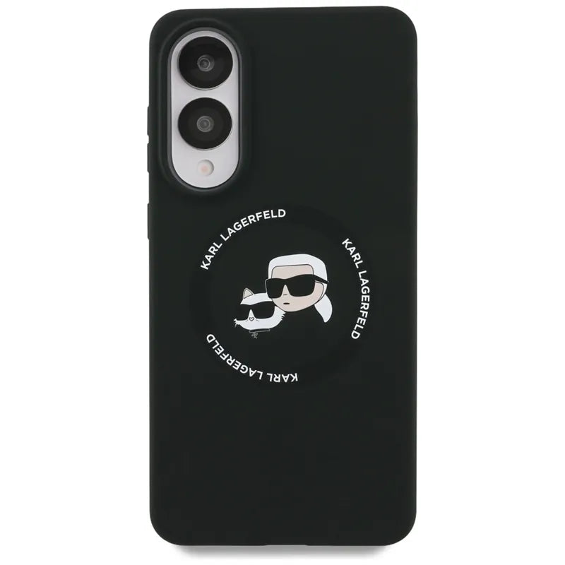 Karl Lagerfeld Silicone Double Heads And Circle MagSafe – dėklas Samsung Galaxy S25 Edge (juodas)