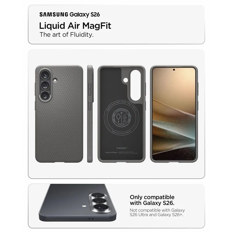 Spigen Liquid Air Mag MagSafe - dėklas, skirtas Samsung Galaxy S26 (Marble Gray)