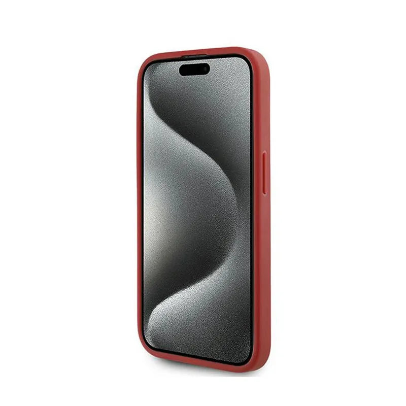 Karl Lagerfeld Diagonal Quilted Script – dėklas iPhone 15 Pro (raudonas)