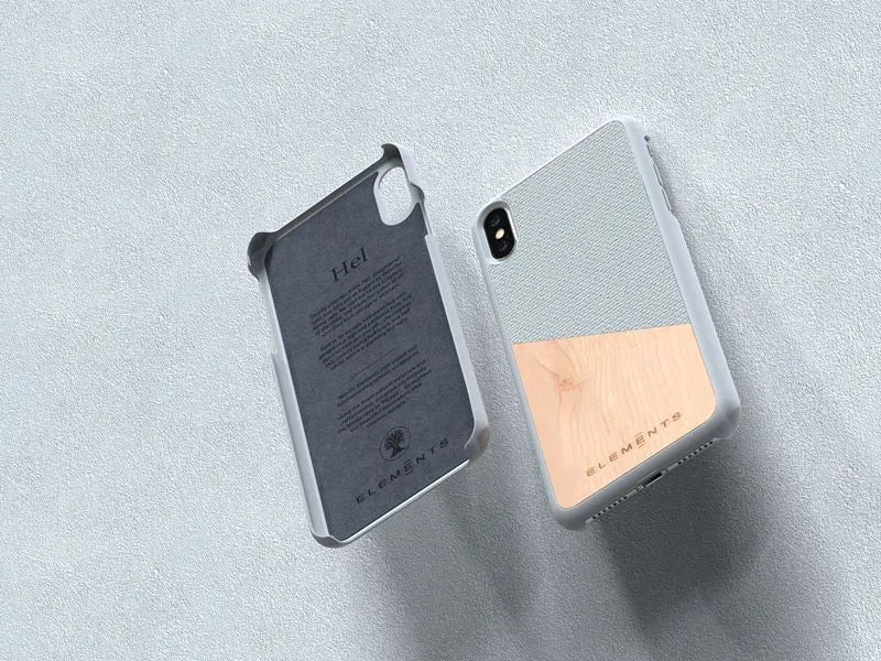 Nordic Elements Original Hel – dėklas iPhone Xs Max su tikro klevo medienos elementais (šviesiai pilkas)