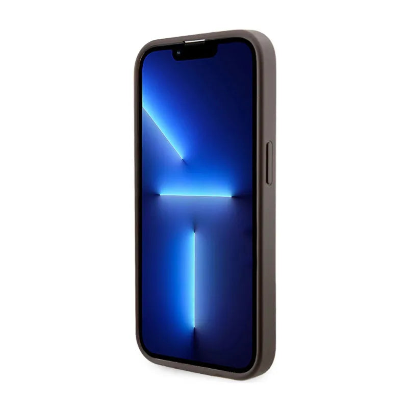 Guess 4G Printed Stripes MagSafe – dėklas iPhone 14 Pro (rudas)