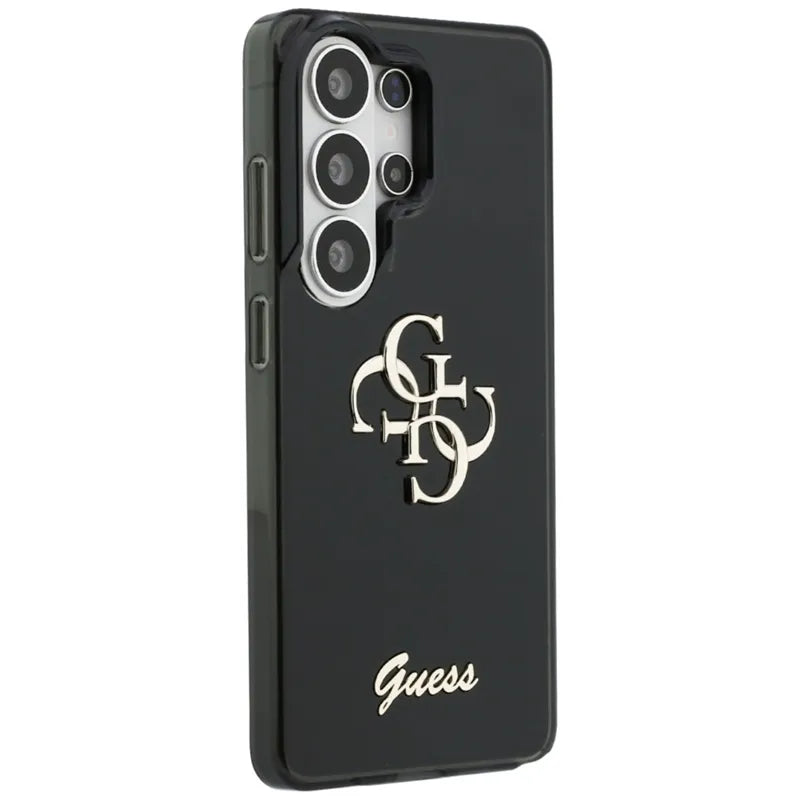 Guess IML Big Metal 4G Script – dėklas Samsung Galaxy S26 Ultra (juodas)