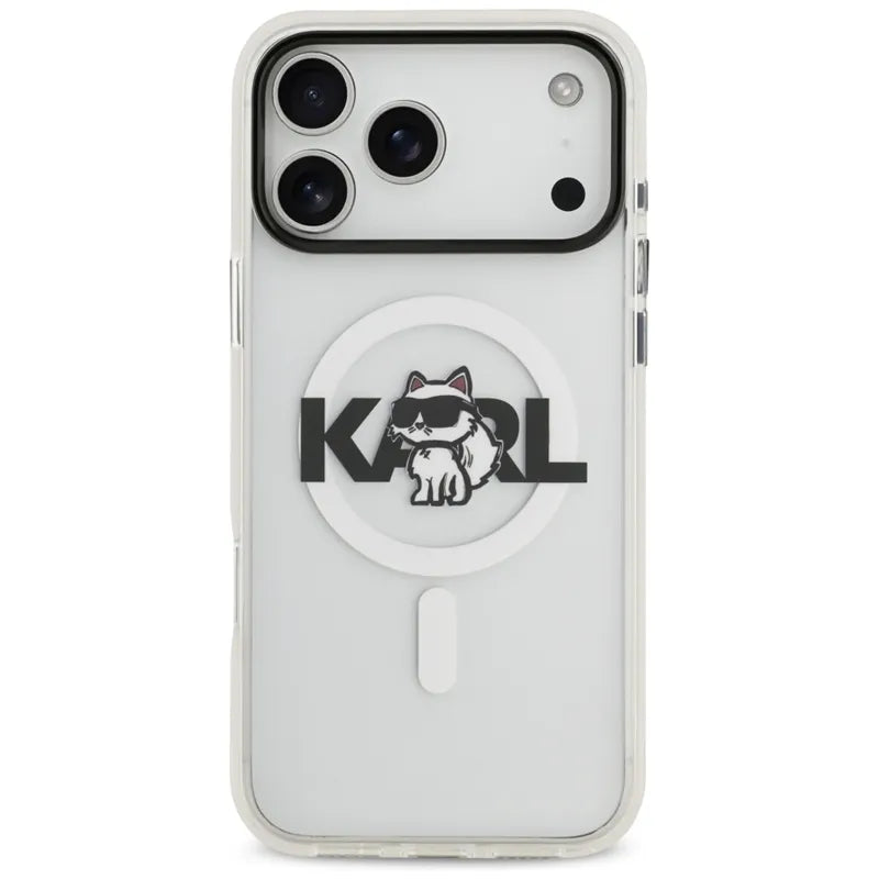 Karl Lagerfeld IML Choupette Sketch Logo MagSafe – dėklas iPhone 17 Pro (skaidrus)