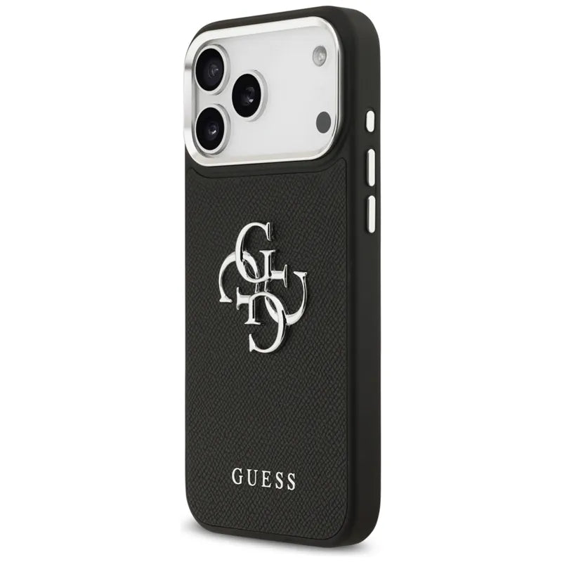 Guess Grained Big 4G Classic Logo - Dėklas iPhone 17 Pro Max (juodas)