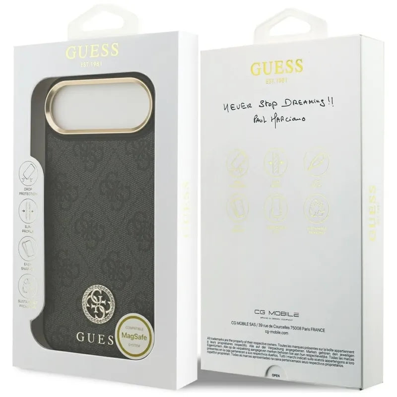 Guess 4G Strass Logo MagSafe - Dėklas iPhone Air (Juodas)