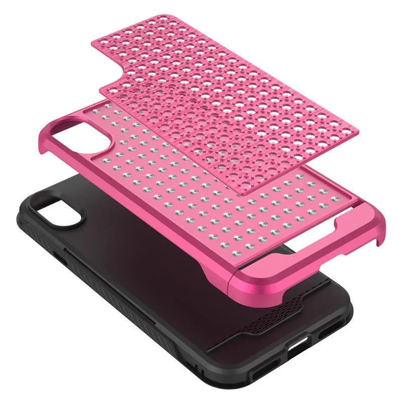 Zizo Star Diamond hibridinis dėklas, skirtas iPhone X (rožinė/juoda)