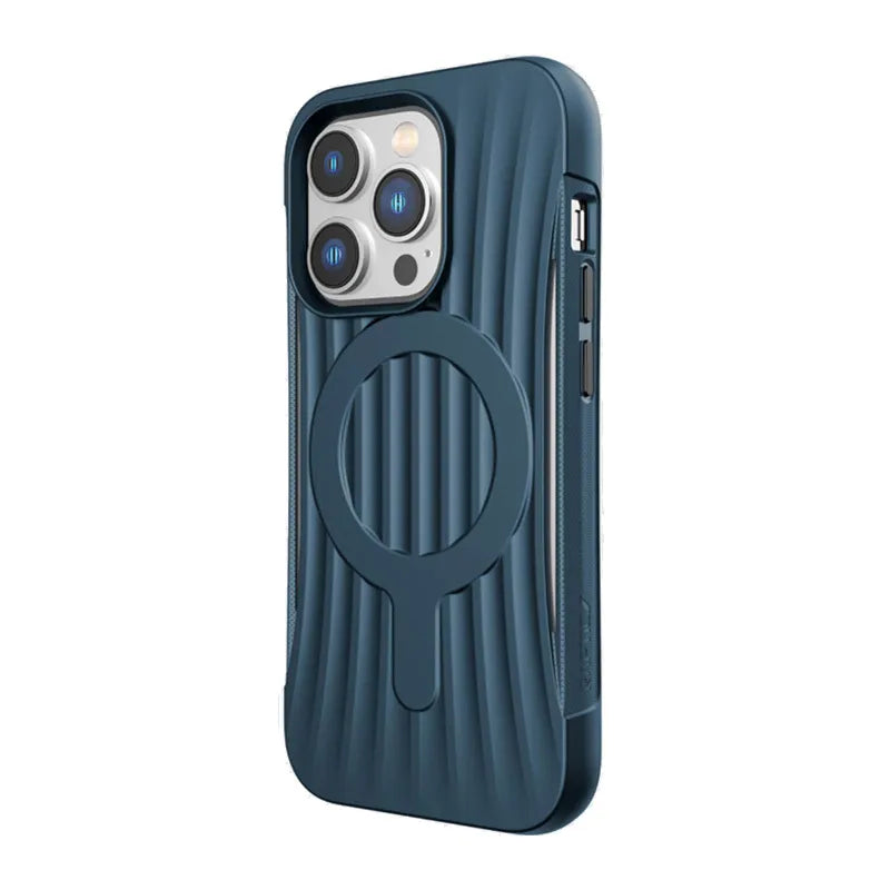 X-Doria Raptic Clutch MagSafe – biologiškai skaidus dėklas, skirtas iPhone 14 Pro (atsparus kritimui iš 3 m aukščio) (Marine Blue)