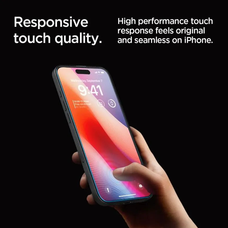 SPIGEN GLAS.TR "EZ FIT" GRŪDINTAS STIKLAS, 2 VNT. PAKUOTĖJE, IPHONE 16 PRO / 17 / 17 PRO, SKAIDRUS